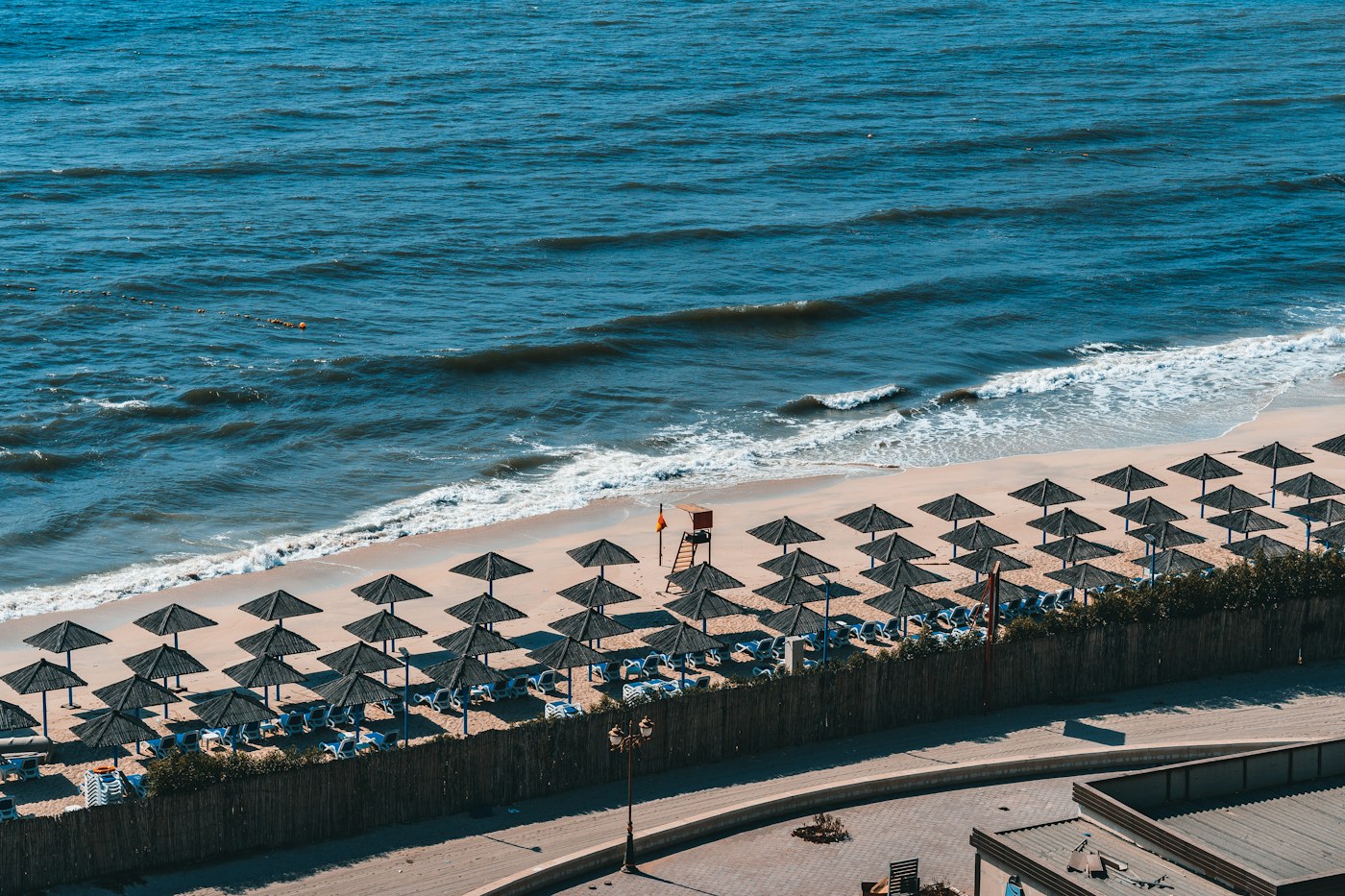 Beach umbrellas along the Ajman coast